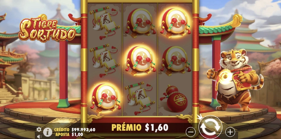 Imagem mostrando combinações de símbolos no jogo Tigre Sortudo Lampions Bet